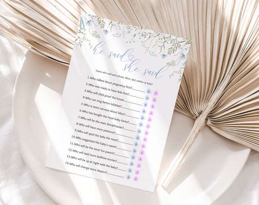Mom or Dad Baby Shower Game - Pink Wildflower for baby shower party decor and supplies