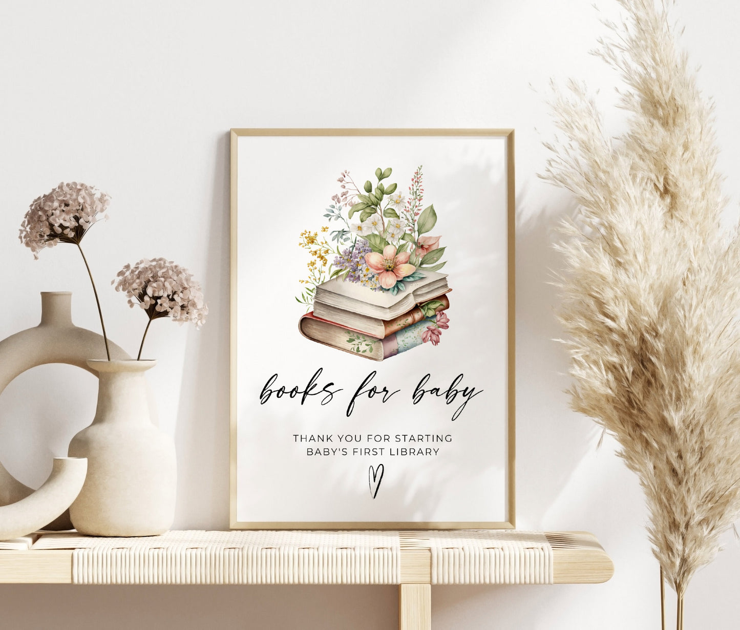 floral and boho books for baby sign template for a personalized baby shower