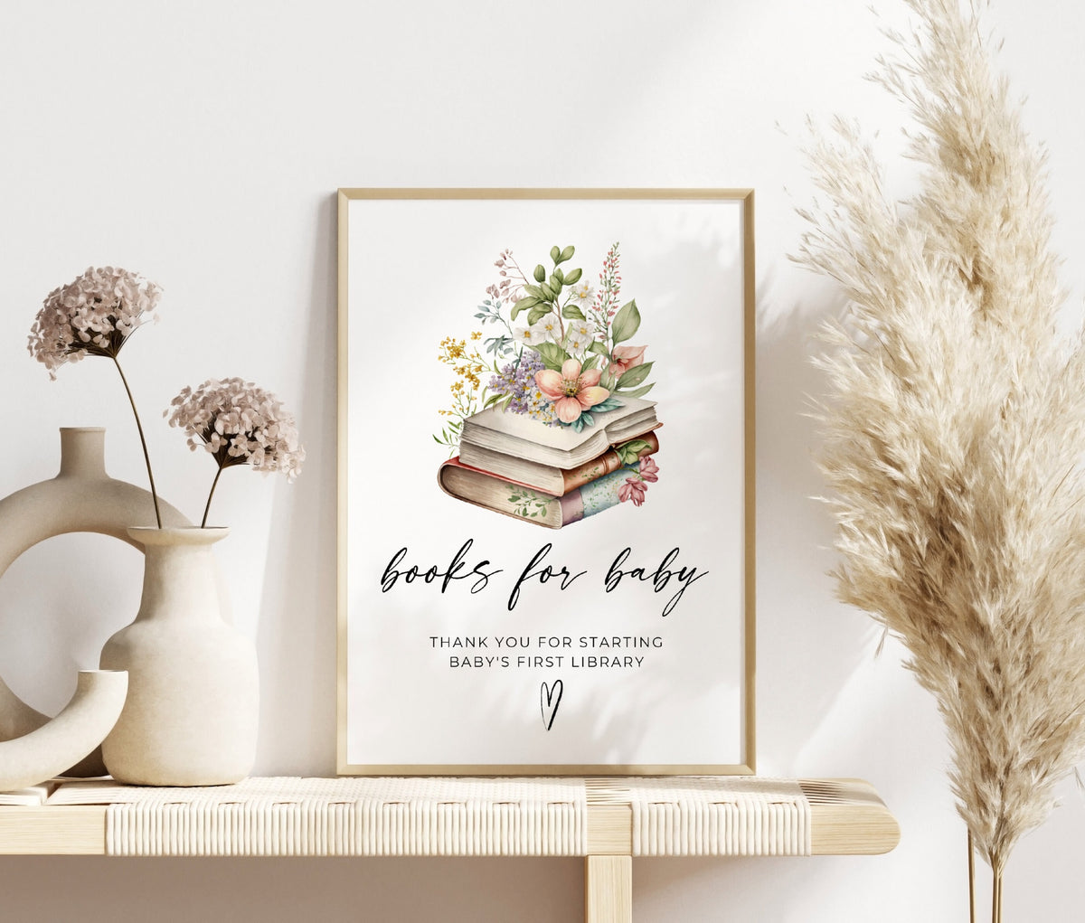floral and boho books for baby sign template for a personalized baby shower