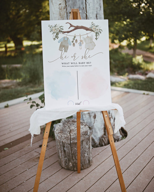 Boho gender reveal Guess the Gender Voting Sign