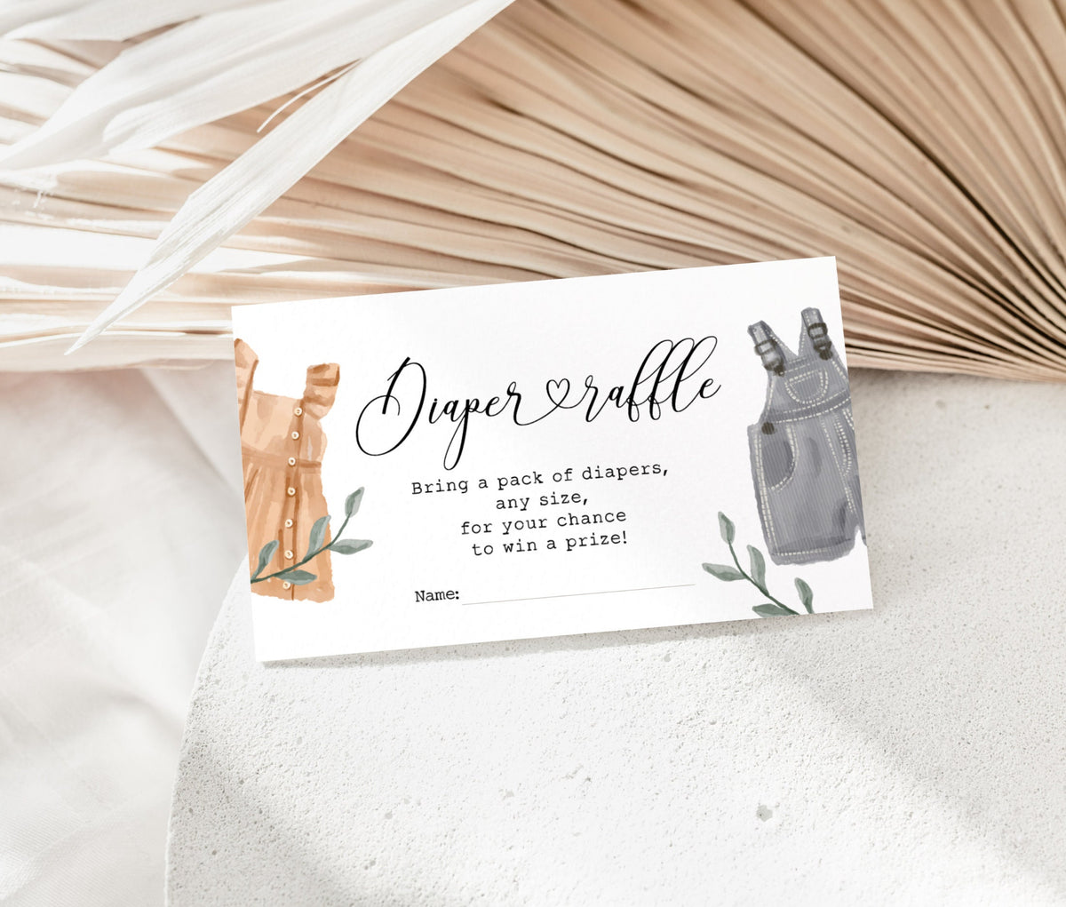 Boho gender reveal diaper raffle sign and tickets