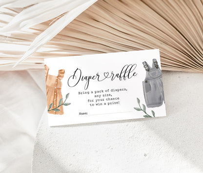 Boho gender reveal diaper raffle sign and tickets