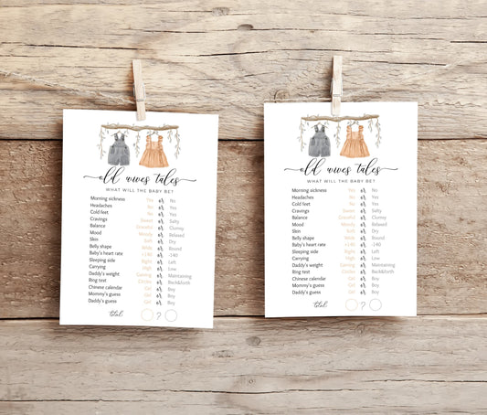 boho party game template for a personalized gender reveal