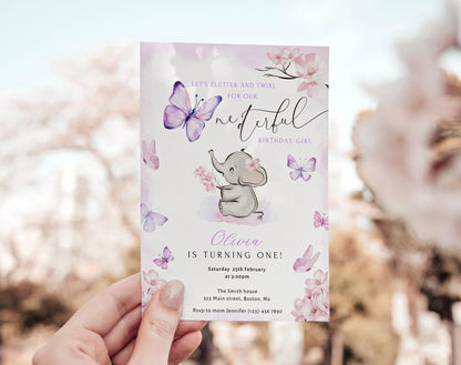 Editable Canva 1st birthday invite to print or send digitally