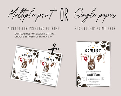 Invitation - Cowboy Baby Shower, editable Canva template