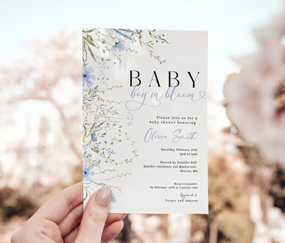 Editable Canva Baby in Bloom invitation to print or send digitally
