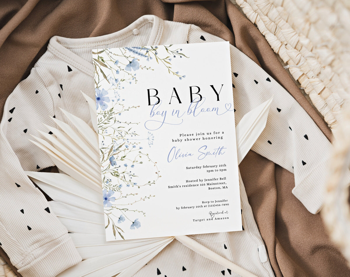 Invitation - Baby in Bloom Baby Shower, editable Canva template