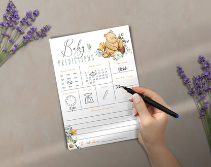 Editable Canva baby predictions card to download and print