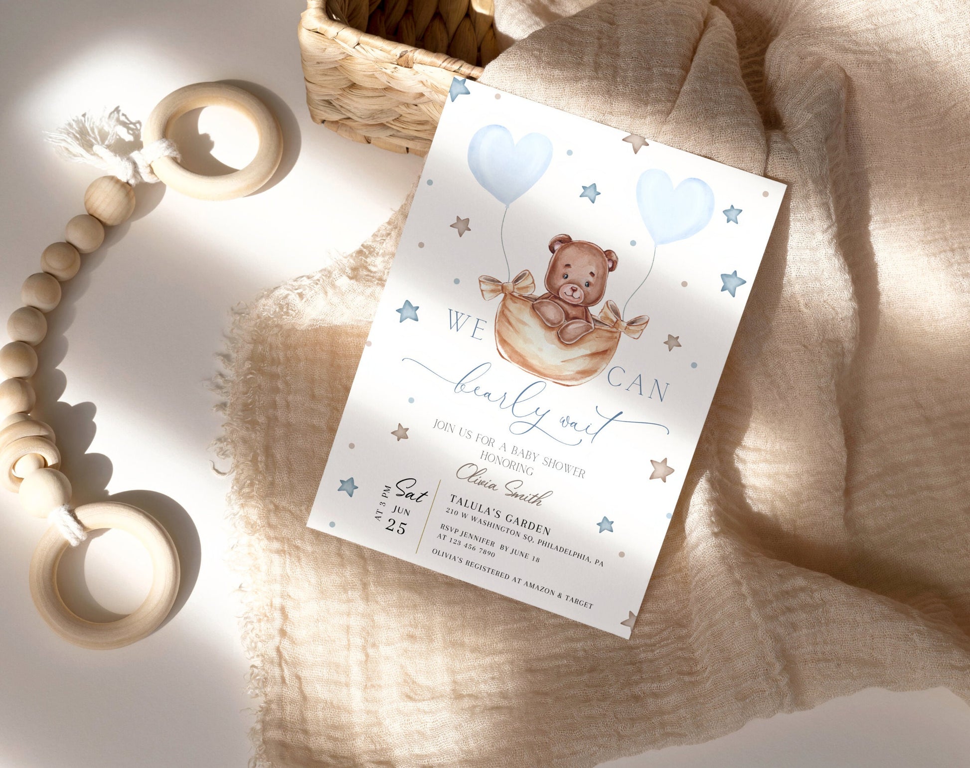 Editable Canva baby shower invite to print or send digitally