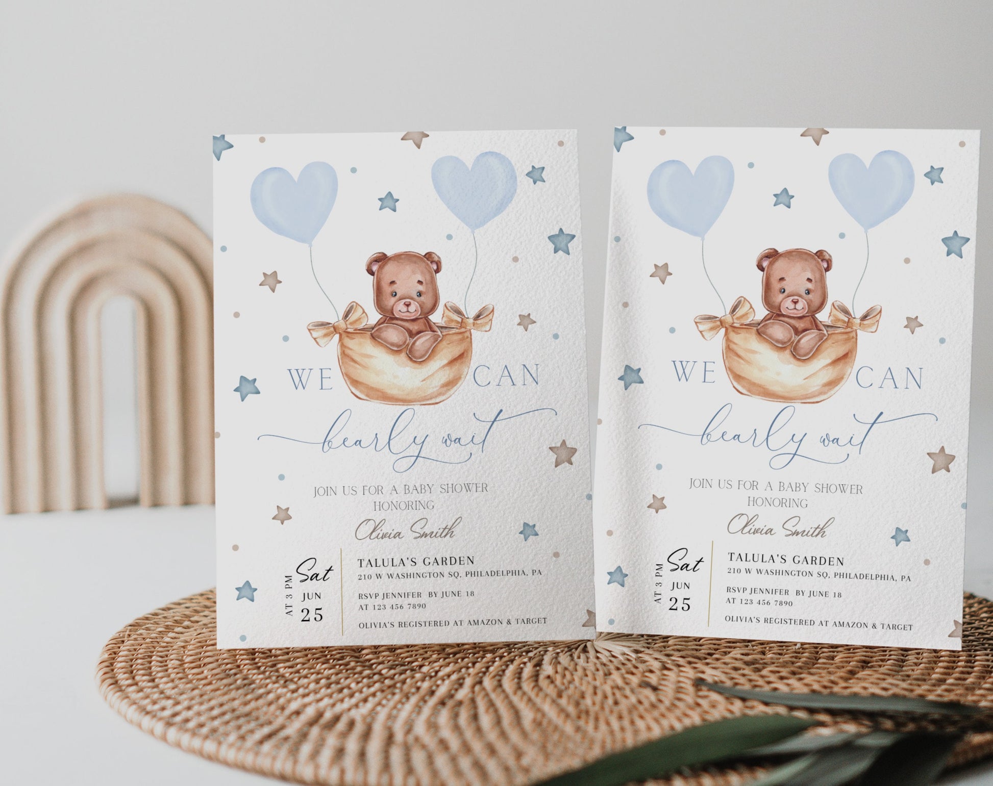 Invitation - We Can Bearly Wait Baby Shower, editable Canva template
