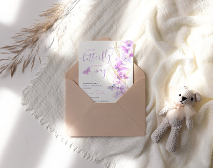 Invitation - Butterfly Baby Shower, editable Canva template