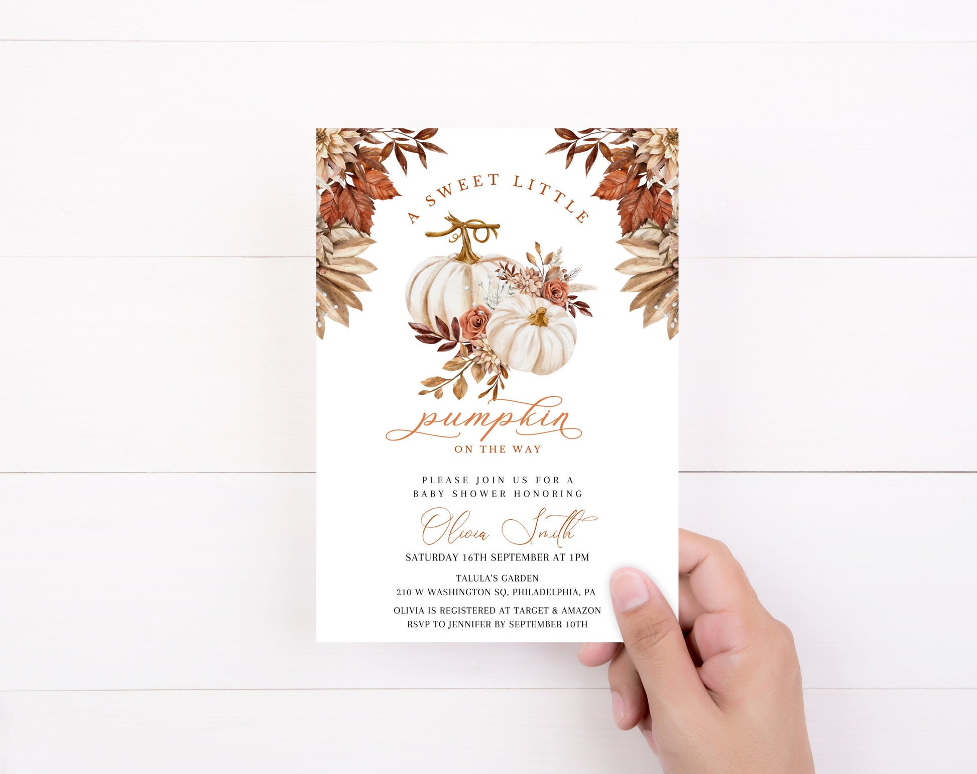 Editable Canva baby shower invite to print or send digitally