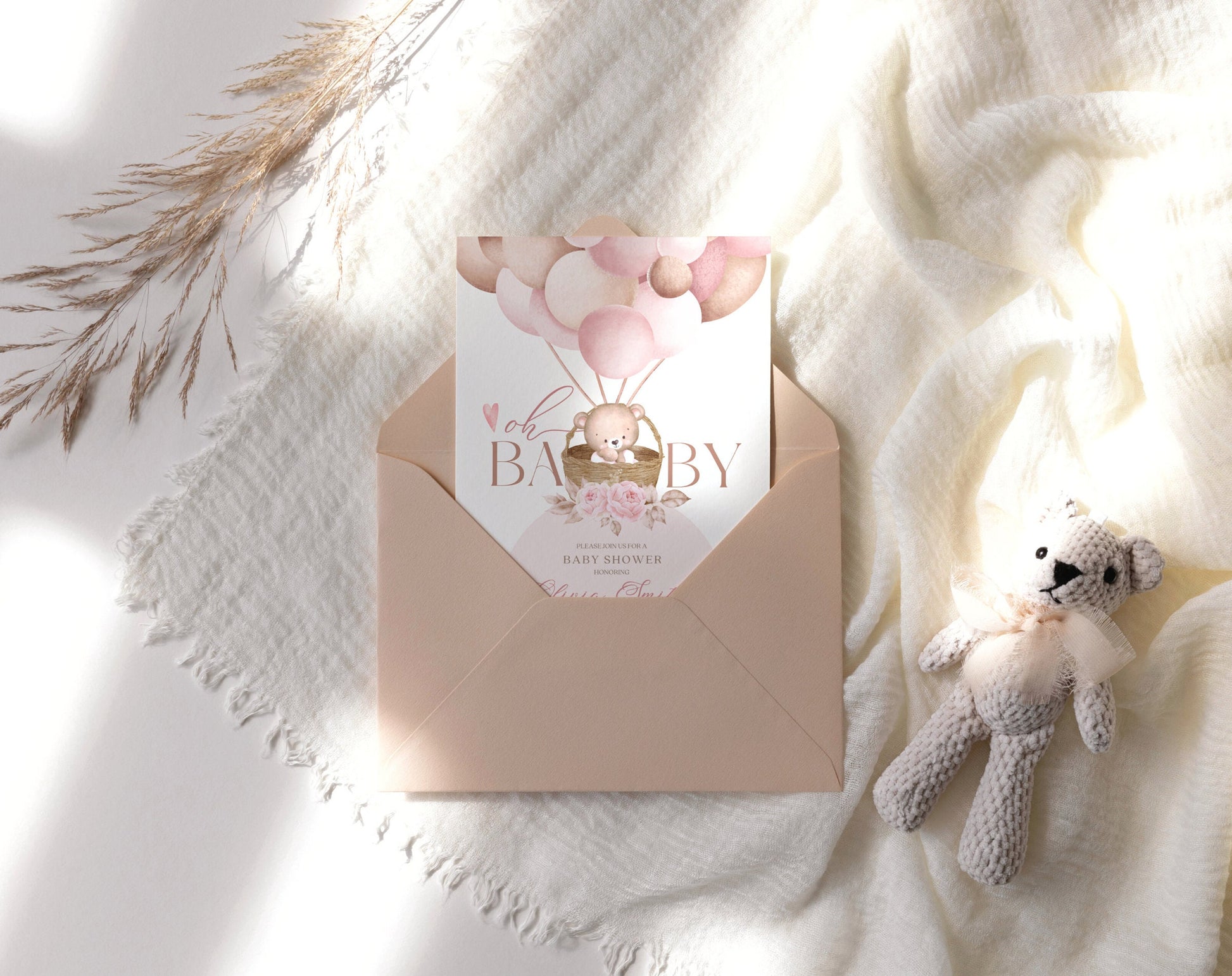 Editable Canva baby shower invite to print or send digitally