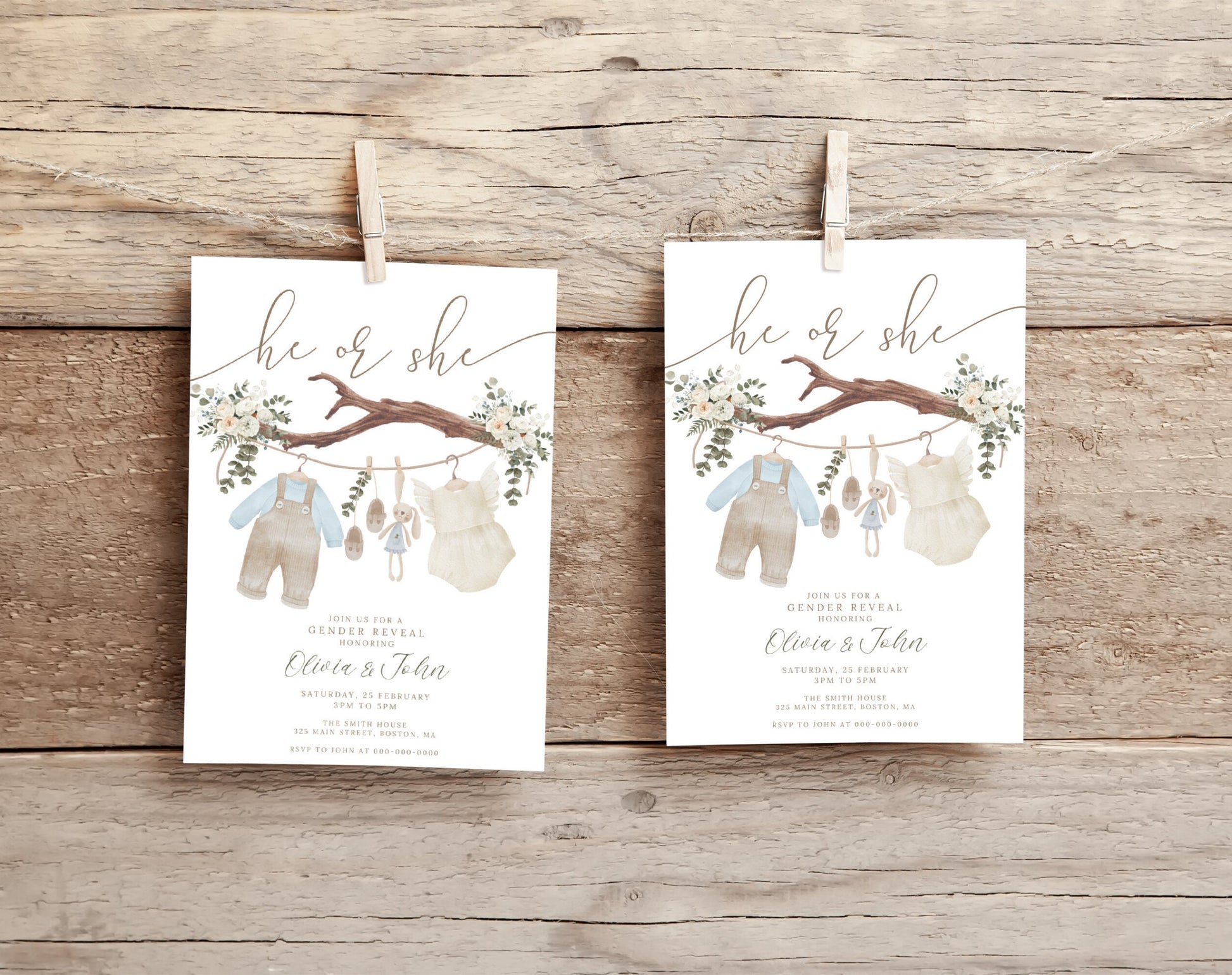 Invitation - Gender Reveal, editable Canva template