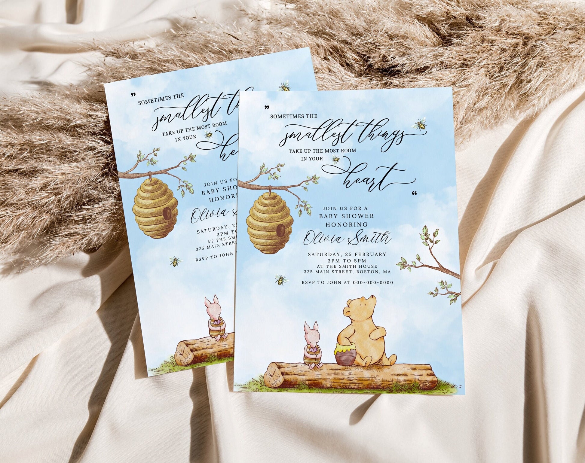 teddy bear and boho baby shower invite for a personalized celebration
