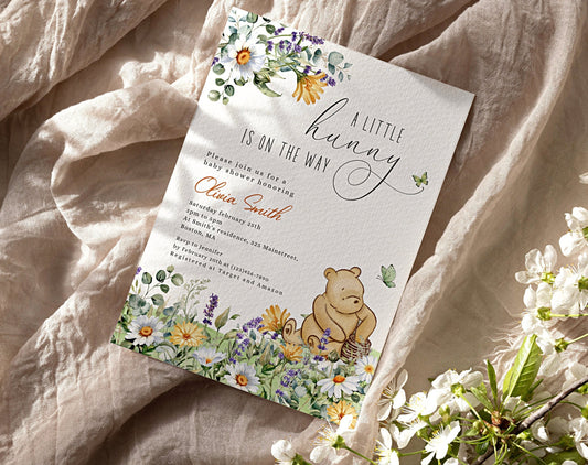 Baby Shower Invitation - Pink Wildflower for baby shower guests and party details