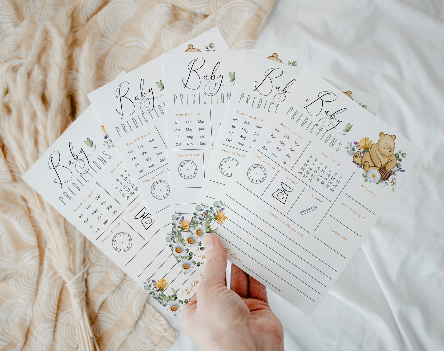 Baby Predictions Card - Pink Wildflower Baby Shower, printable party game