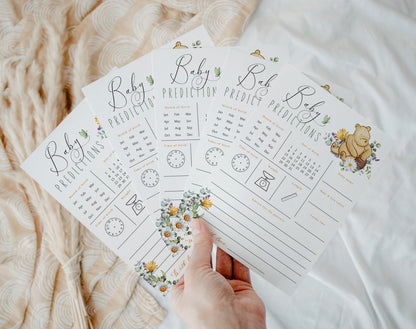 Baby Predictions Card - Pink Wildflower Baby Shower, printable party game