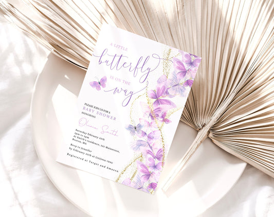 Butterfly Baby Shower Invitation for baby shower guests and party details