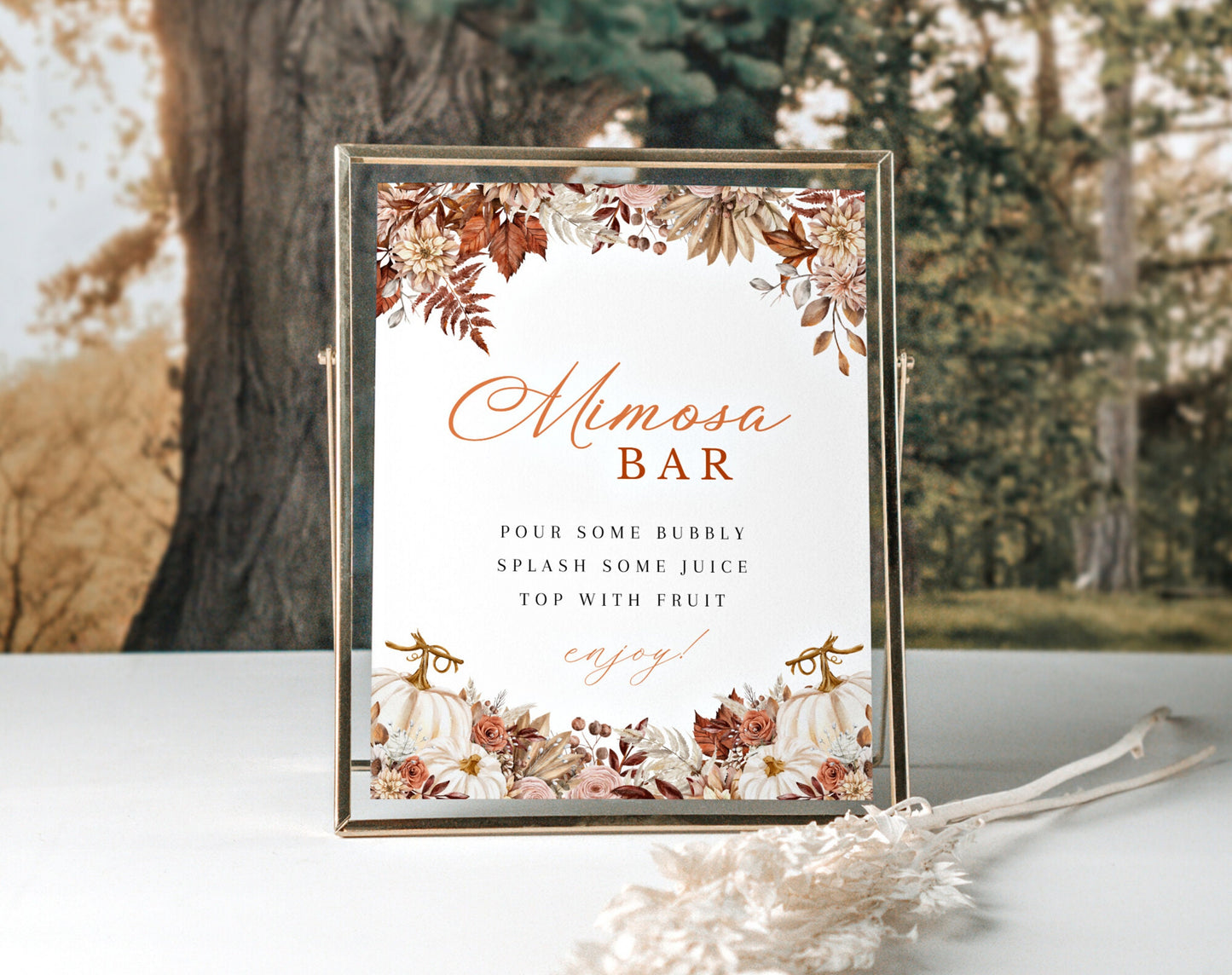 Editable Canva mimosa bar sign to download and print