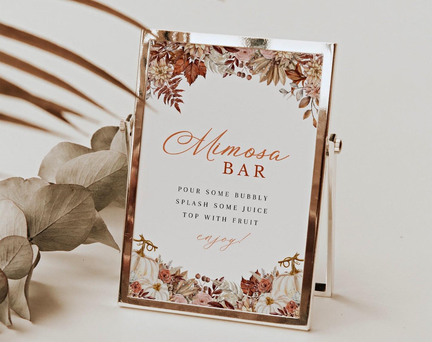 Little Pumpkin Baby Shower Mimosa Bar Sign for baby shower party decor and supplies