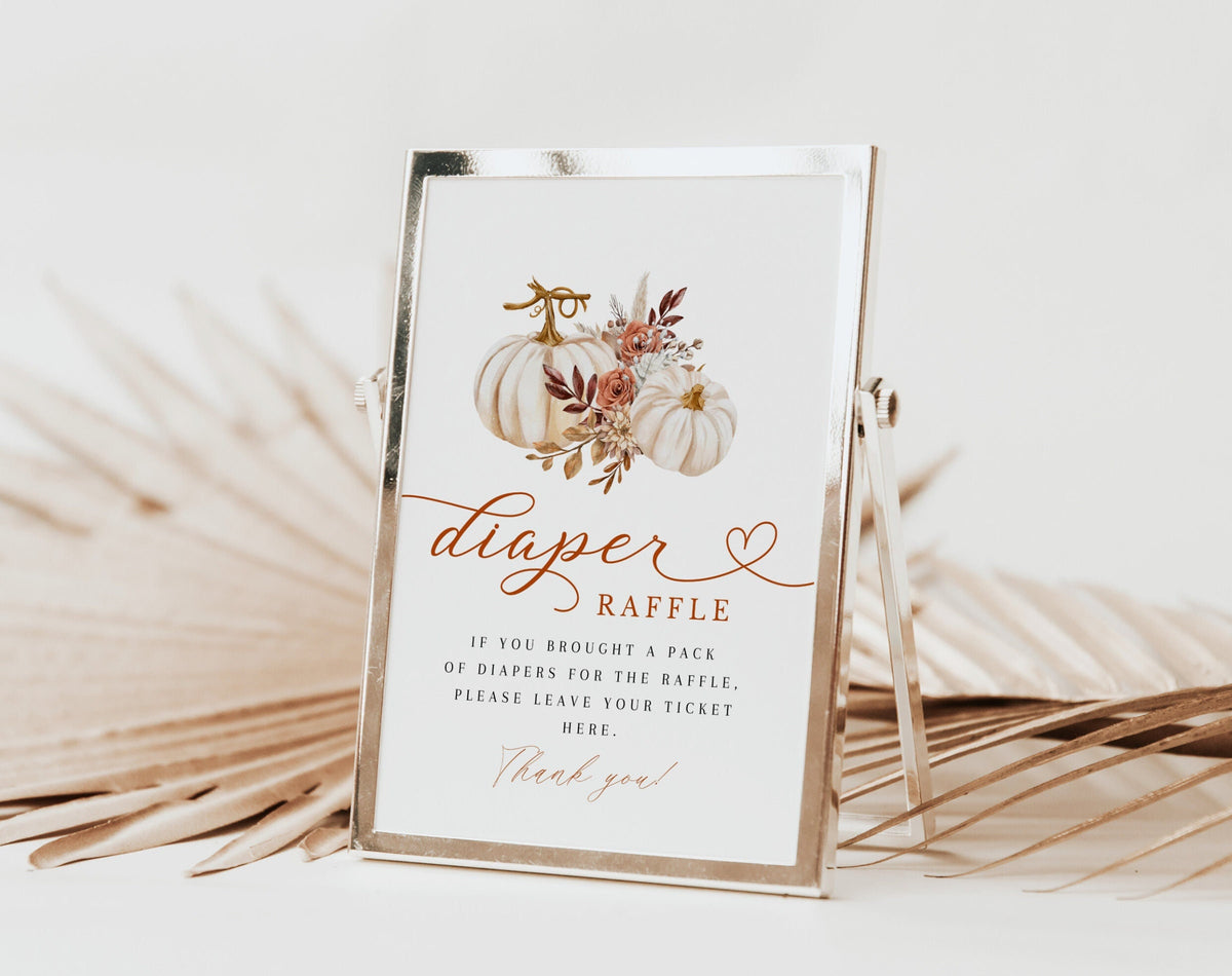 Baby Shower diaper raffle ticket for prize entries and diaper gifts