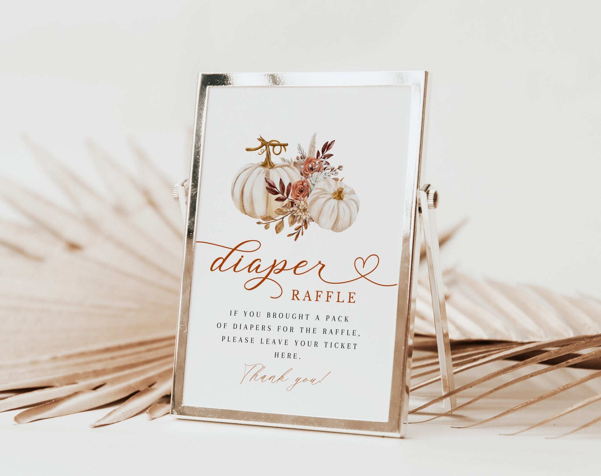 Baby Shower diaper raffle ticket for prize entries and diaper gifts