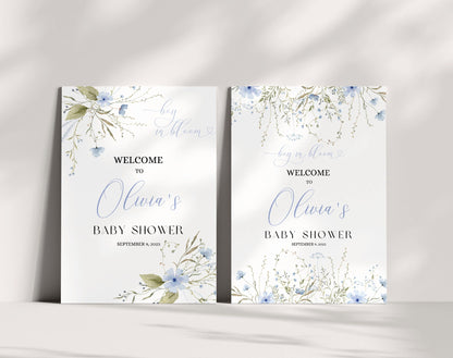 Editable Canva Baby in Bloom welcome sign template to print