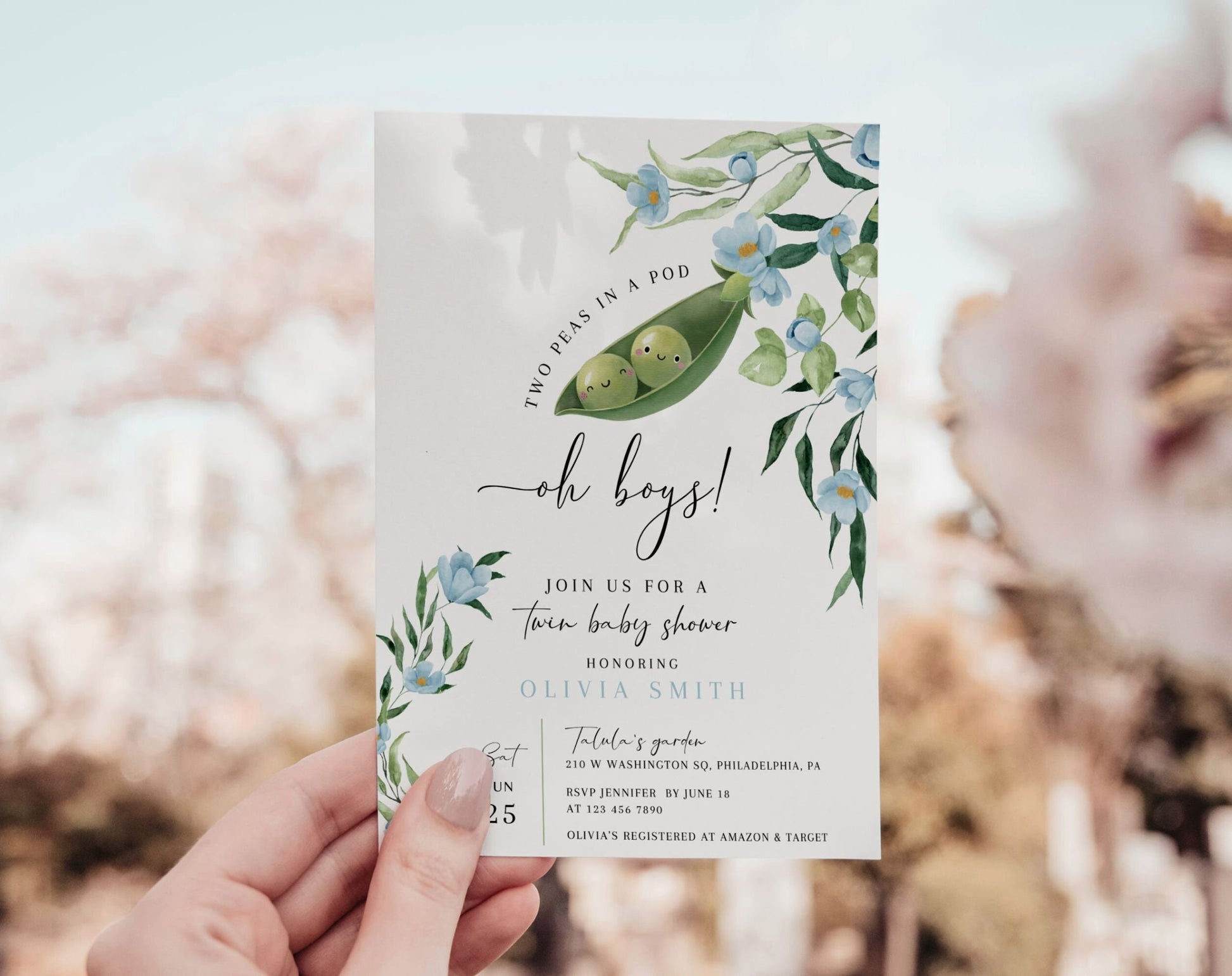 oh boy, twin and green baby shower invite for a personalized celebration