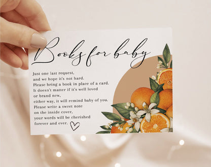 Preview of little cutie orange floral baby shower invitation and insert card set