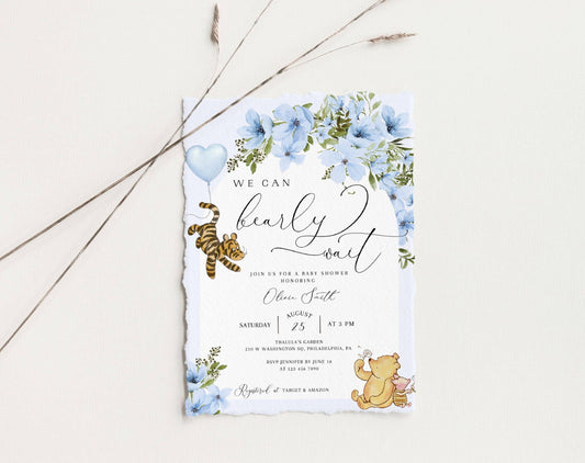 We Can Bearly Wait Baby Shower Invitation for baby shower guests and party details
