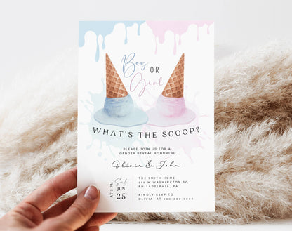 Editable Canva gender reveal invite to print or send digitally