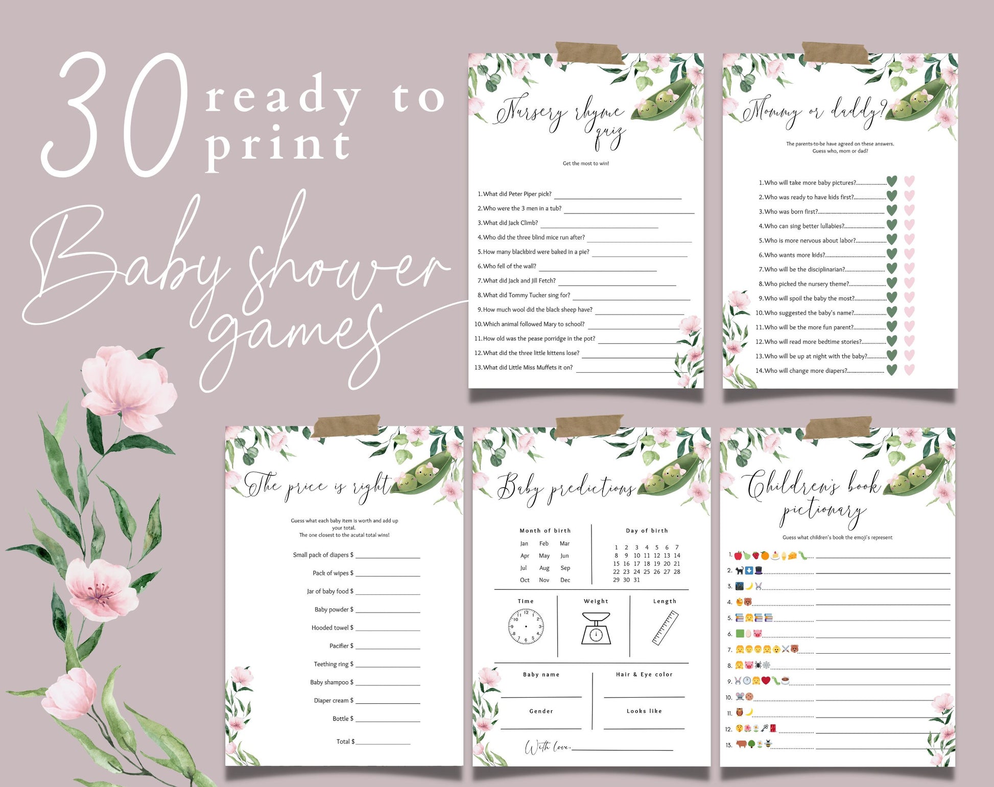 Baby Shower decorations bundle with invitations games signs favors and party supplies