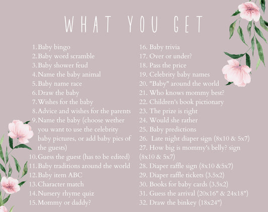 twin, floral and green baby shower party bundle for a matching celebration look