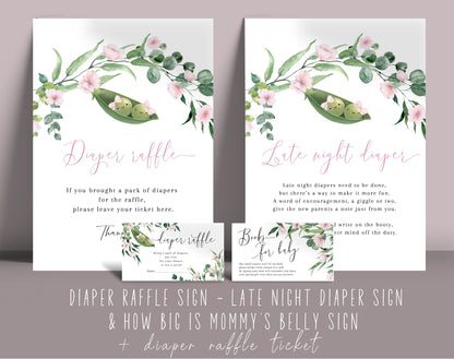 Two Peas Twin Girls Baby Shower Game Bundle, editable Canva template