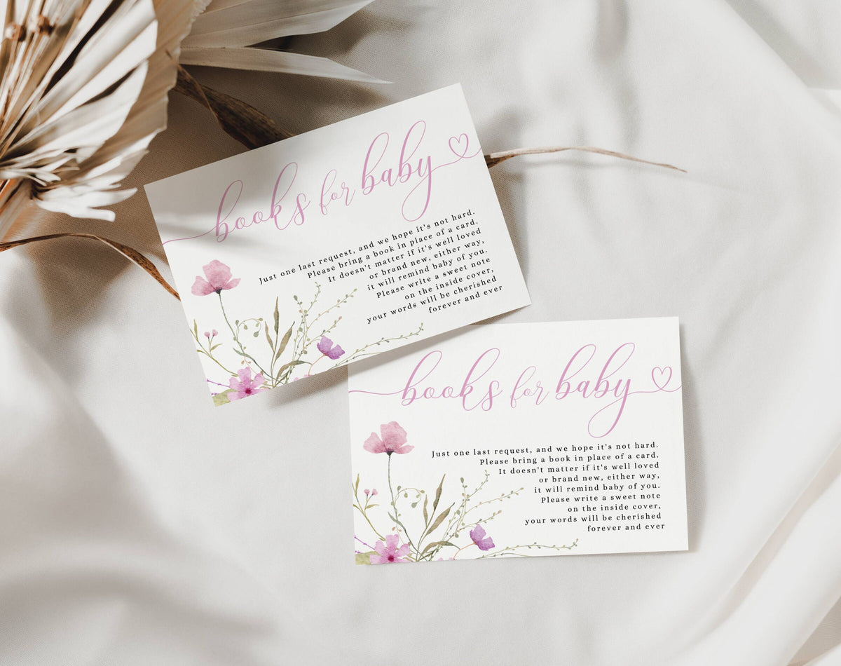 Preview of pink baby girl in bloom invitation with mobile evite and insert cards