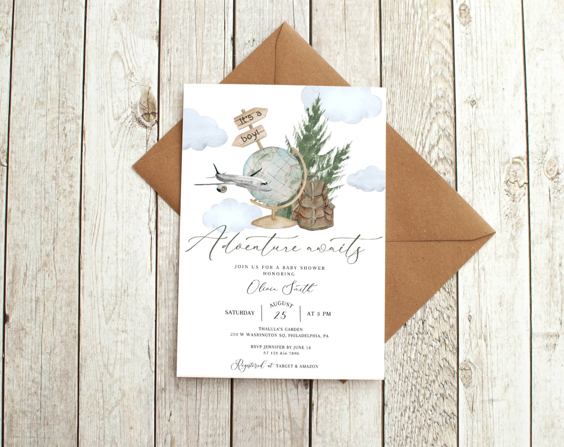 Woodland Baby Shower Invitation for baby shower guests and party details