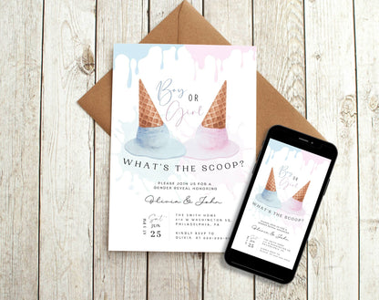 Gender Reveal Invitation for gender reveal guests and party details