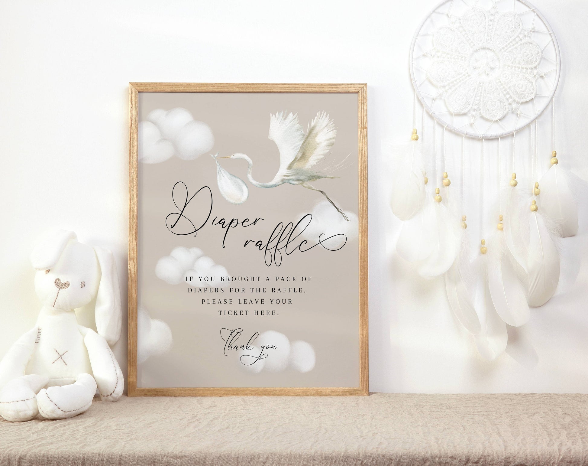 Editable Canva diaper raffle ticket to print or send digitally