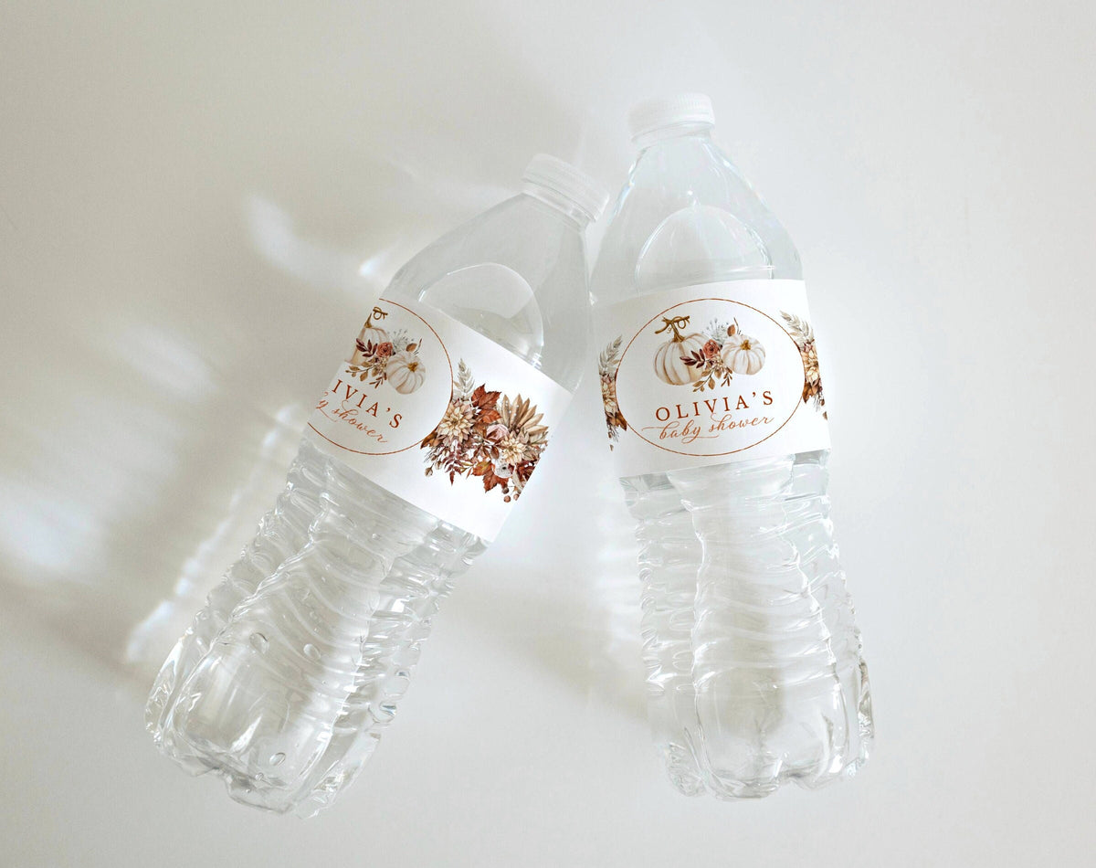 Little Pumpkin baby shower water bottle label