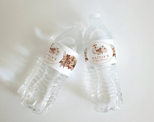 Little Pumpkin baby shower water bottle label