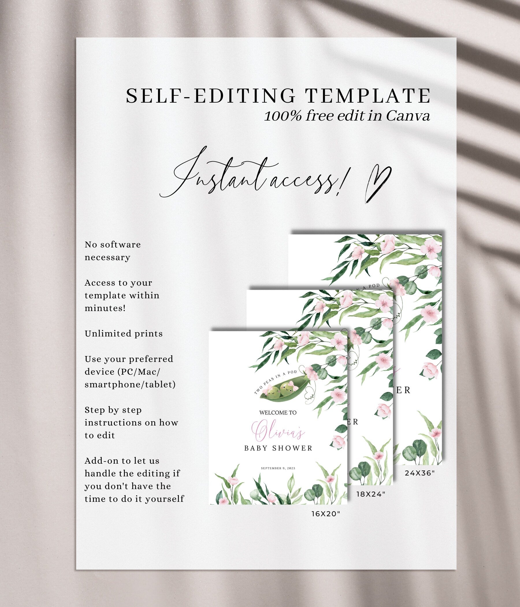 Editable Canva welcome sign template for easy printing