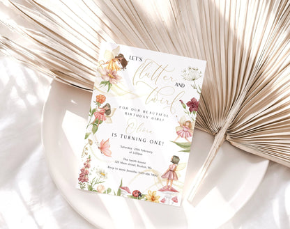 Fairy 1st Birthday Invitation for 1st birthday guests and party details