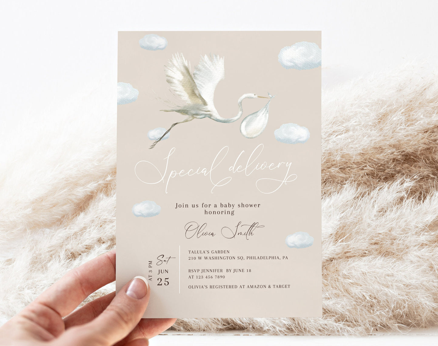 Editable Canva books for baby card to print or send digitally