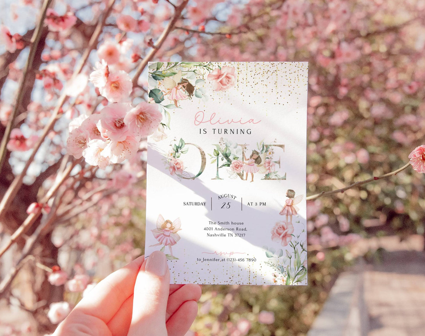 Editable Canva 1st birthday invite to print or send digitally