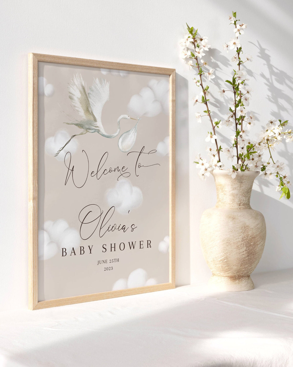 We're on Cloud 9 stork and clouds baby shower welcome sign digital download details