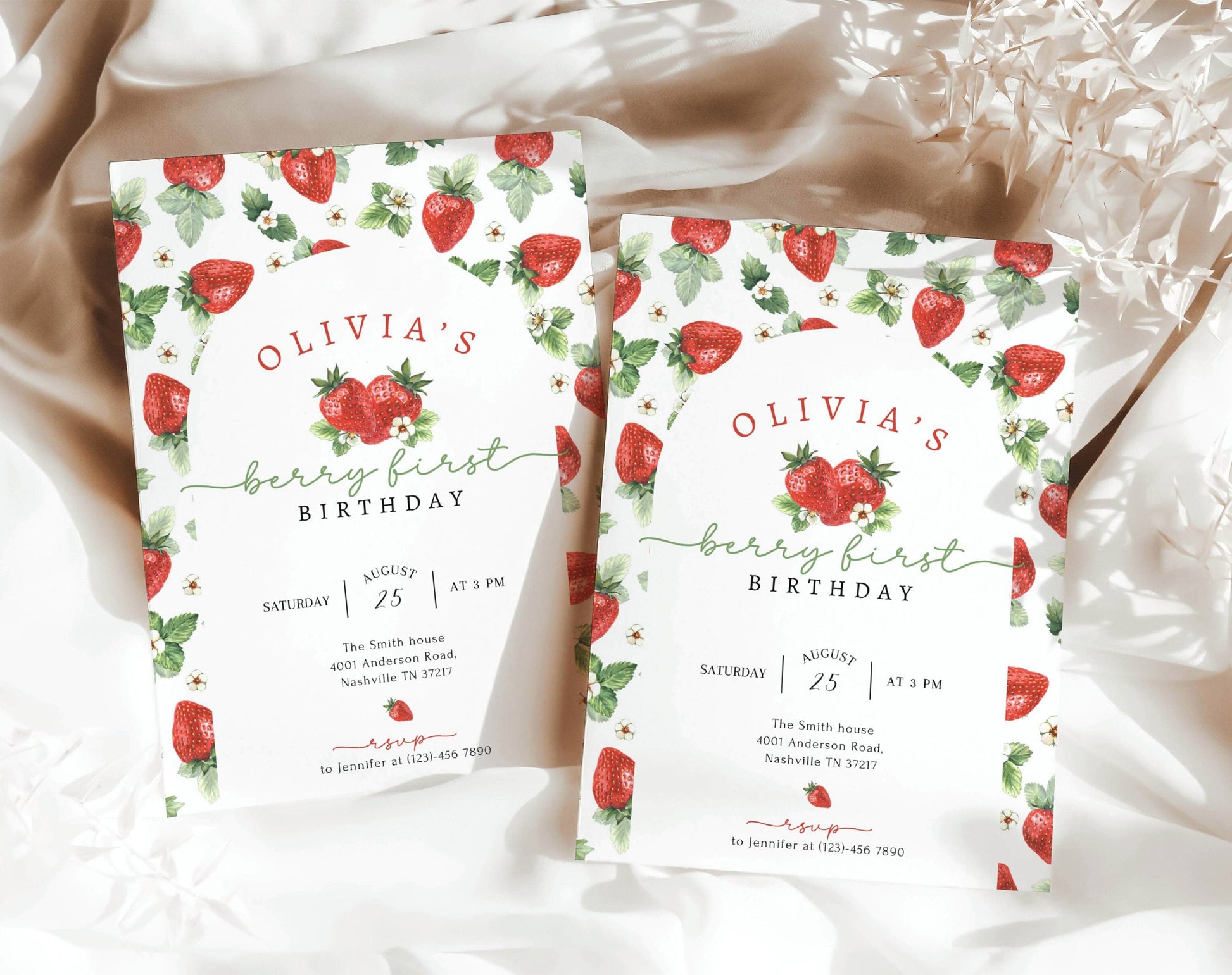 Editable Canva 1st birthday invite to print or send digitally