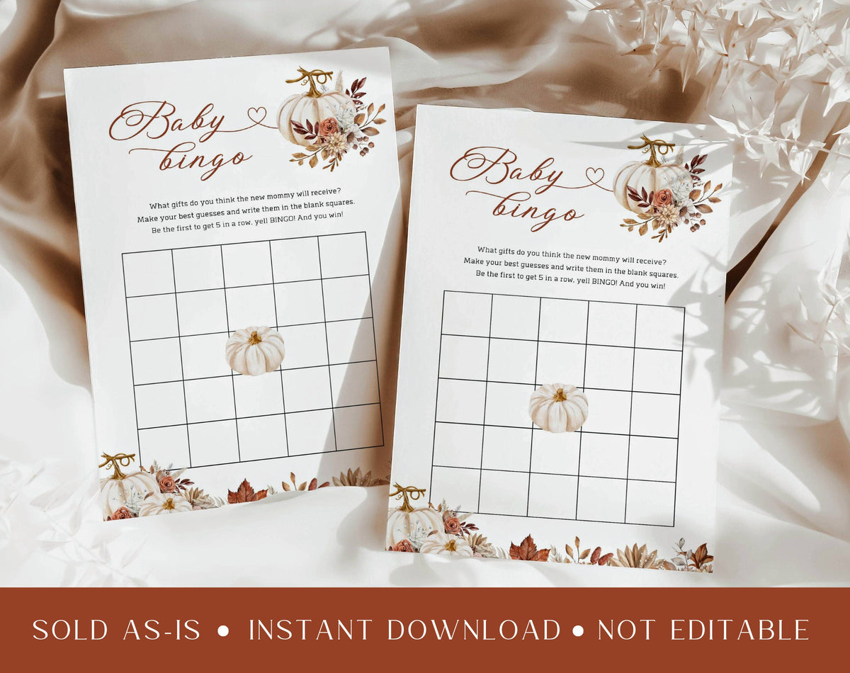 Baby Bingo Baby Shower Game - Little Pumpkin for baby shower party decor and supplies