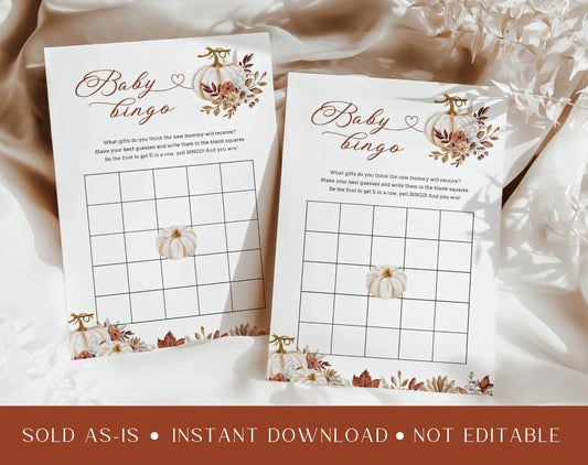 Baby Bingo Baby Shower Game - Little Pumpkin for baby shower party decor and supplies