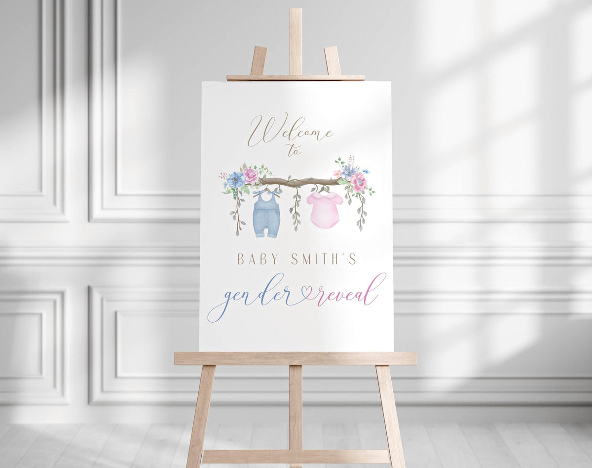 Gender Reveal welcome sign for entrance table backdrop and party decor